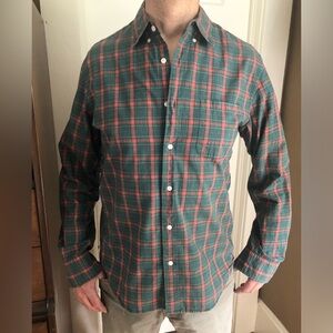 J. Crew 100% Cotton Red & Green Plaid Long Sleeved Button Down Shirt